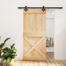 Puerta corredera con herrajes madera maciza de pino 95x210 cm en Puertas | Comprar online en Foru.es