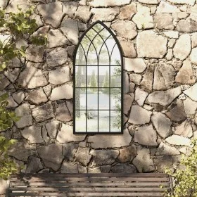 Black iron garden mirror for outdoors 100x45 cm by , Mirrors - Ref: Foro24-318342, Price: 119,27 €, Discount: %