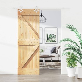 Puerta corredera con herrajes madera maciza de pino 70x210 cm en Puertas | Comprar online en Foru.es