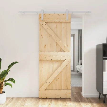 Schiebetür mit Beschlägen aus massivem Kiefernholz, 80 x 210 cm von , Türen - Ref: Foro24-3203006, Preis: 210,24 €, Rabatt: %