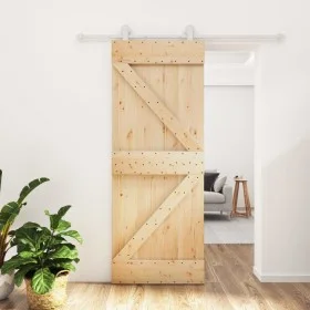 Puerta corredera con herrajes madera maciza de pino 80x210 cm de , Puertas - Ref: Foro24-3203084, Precio: 237,90 €, Descuento: %