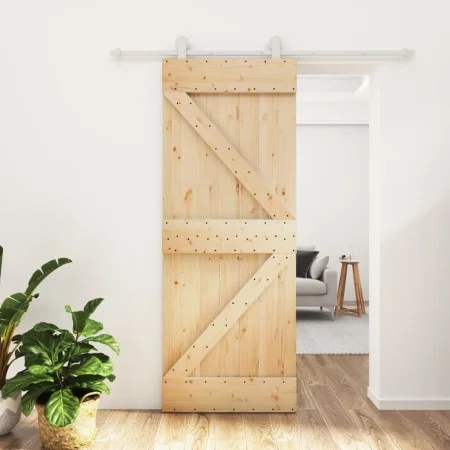 Schiebetür mit Beschlägen aus massivem Kiefernholz, 80 x 210 cm von , Türen - Ref: Foro24-3203084, Preis: 237,90 €, Rabatt: %