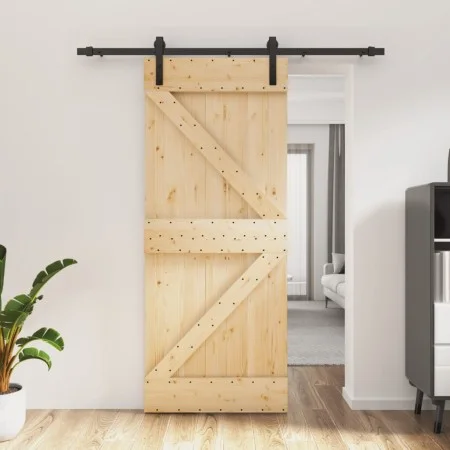 Schiebetür mit Beschlägen aus massivem Kiefernholz, 85 x 210 cm von , Türen - Ref: Foro24-3202970, Preis: 175,90 €, Rabatt: %