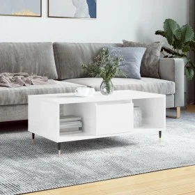 Mesa de centro madera contrachapada blanco brillo 90x50x36,5 cm de , Mesas de centro - Ref: Foro24-830582, Precio: 66,99 €, D...