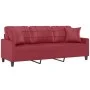 3-seater sofa with red synthetic leather cushions 180 cm by , Sofas - Ref: Foro24-3200811, Price: 279,80 €, Discount: %