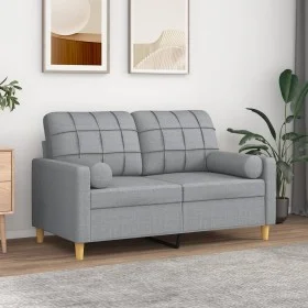 Sofá de 2 plazas con cojines tela gris claro 120 cm de , Sofás - Ref: Foro24-3200774, Precio: 208,46 €, Descuento: %