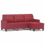 Sofá de 3 plazas con taburete cuero sintético rojo tinto 180 cm de , Sofás - Ref: Foro24-3201017, Precio: 309,00 €, Descuento: %