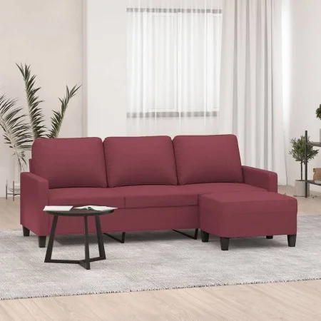3-seater sofa with red fabric stool 180 cm by , Sofas - Ref: Foro24-3201043, Price: 293,22 €, Discount: %