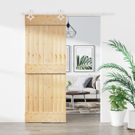 Puerta corredera con herrajes madera maciza de pino 80x210 cm en Puertas | Comprar online en Foru.es