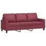 Sofá de 3 plazas con taburete de tela rojo tinto 180 cm de , Sofás - Ref: Foro24-3201043, Precio: 293,22 €, Descuento: %