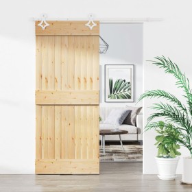 Puerta corredera con herrajes madera maciza de pino 90x210 cm en Puertas | Comprar online en Foru.es