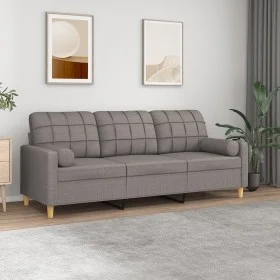 Sofá de 3 plazas con cojines tela gris taupe 180 cm de , Sofás - Ref: Foro24-3200797, Precio: 274,96 €, Descuento: %