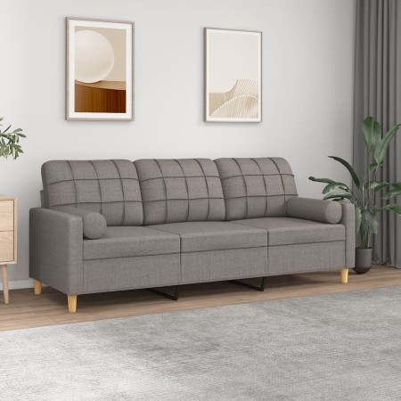 Sofá de 3 plazas con cojines tela gris taupe 180 cm de , Sofás - Ref: Foro24-3200797, Precio: 279,30 €, Descuento: %