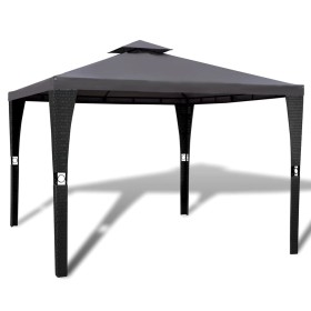 Cenador con tejado 3x3 m gris oscuro de vidaXL, Carpas y cenadores - Ref: Foro24-41451, Precio: 247,51 €, Descuento: %