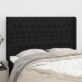 Cabecero con orejas de tela negro 147x16x118/128 cm de , Cabeceros y pies de cama - Ref: Foro24-3119916, Precio: 129,55 €, De...