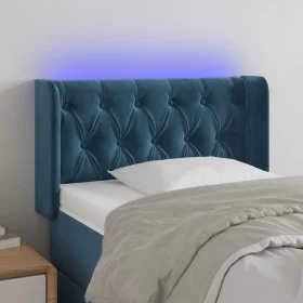 LED-Kopfteil aus dunkelblauem Samt, 83 x 16 x 78/88 cm von , Kopf- und Fußteile - Ref: Foro24-3123606, Preis: 61,77 €, Rabatt: %