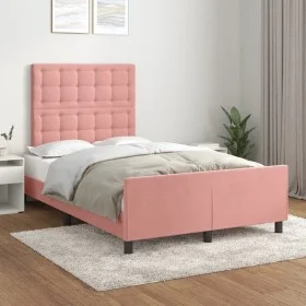 Estructura de cama con cabecero de terciopelo rosa 120x200 cm de , Camas y somieres - Ref: Foro24-3125994, Precio: 177,85 €, ...