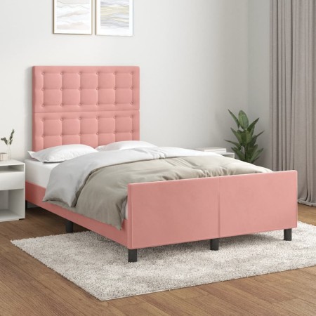 Estructura de cama con cabecero de terciopelo rosa 120x200 cm de , Camas y somieres - Ref: Foro24-3125994, Precio: 180,50 €, ...