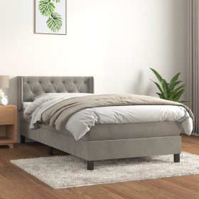 Cama box spring con colchón terciopelo gris claro 80x200 cm de , Camas y somieres - Ref: Foro24-3131105, Precio: 301,65 €, De...