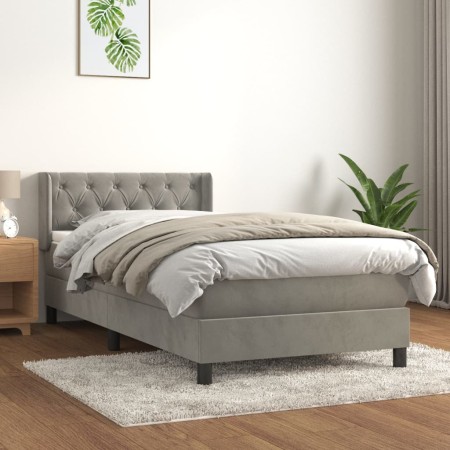 Cama box spring con colchón terciopelo gris claro 80x200 cm de , Camas y somieres - Ref: Foro24-3131105, Precio: 301,65 €, De...