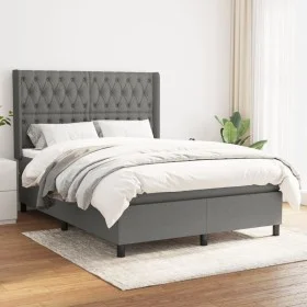 Box spring bed with dark gray fabric mattress 140x200 cm by , Beds and slatted bases - Ref: Foro24-3131674, Price: 509,70 €, ...