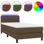Cama box spring colchón luces LED tela marrón oscuro 100x200cm de , Camas y somieres - Ref: Foro24-3133376, Precio: 339,53 €,...