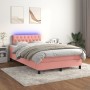 Cama box spring colchón y LED terciopelo rosa 120x200 cm de , Camas y somieres - Ref: Foro24-3134578, Precio: 404,33 €, Descu...