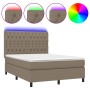 Cama box spring colchón y luces LED tela gris taupe 140x200 cm de , Camas y somieres - Ref: Foro24-3135121, Precio: 575,50 €,...