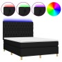 Cama box spring colchón y luces LED tela negro 140x190 cm de , Camas y somieres - Ref: Foro24-3135671, Precio: 483,07 €, Desc...