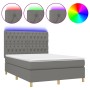 Cama box spring colchón y luces LED tela gris oscuro 140x200 cm de , Camas y somieres - Ref: Foro24-3135678, Precio: 520,40 €...