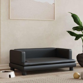 Cama para perros de cuero sintético negra 80x45x30 cm en Camas para perros | Comprar online en Foru.es