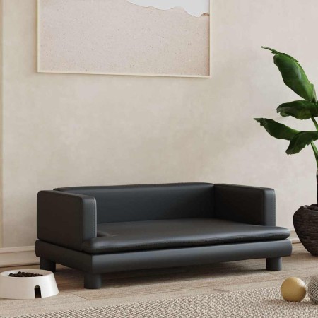 Cama para perros de cuero sintético negra 80x45x30 cm en Camas para perros | Comprar online en Foru.es