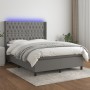 Cama box spring colchón y luces LED tela gris oscuro 140x190 cm de , Camas y somieres - Ref: Foro24-3138550, Precio: 562,84 €...