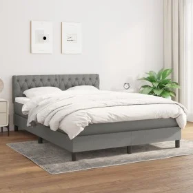 Cama box spring con colchón tela gris oscuro 140x200 cm de , Camas y somieres - Ref: Foro24-3140298, Precio: 438,37 €, Descue...