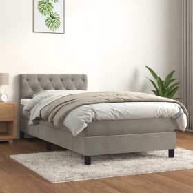 Cama box spring con colchón terciopelo gris claro 80x200 cm de , Camas y somieres - Ref: Foro24-3141449, Precio: 290,57 €, De...