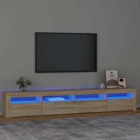 TV cabinet with LED lights Sonoma oak 240x35x40 cm by , TV Furniture - Ref: Foro24-3152724, Price: 150,65 €, Discount: %