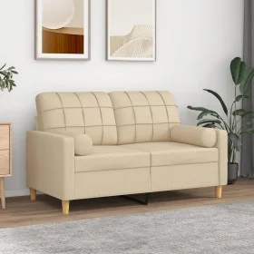 Sofá de 2 plazas con cojines tela color crema 120 cm de , Sofás - Ref: Foro24-3200776, Precio: 215,23 €, Descuento: %