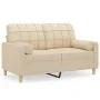 Sofá de 2 plazas con cojines tela color crema 120 cm de , Sofás - Ref: Foro24-3200776, Precio: 215,23 €, Descuento: %