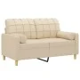 Sofá de 2 plazas con cojines tela color crema 120 cm de , Sofás - Ref: Foro24-3200776, Precio: 215,23 €, Descuento: %