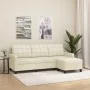 3-seater sofa with cream synthetic leather stool 180 cm by , Sofas - Ref: Foro24-3201015, Price: 280,57 €, Discount: %