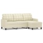 Sofá de 3 plazas con taburete cuero sintético crema 180 cm de , Sofás - Ref: Foro24-3201015, Precio: 284,83 €, Descuento: %