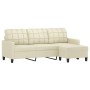 Sofá de 3 plazas con taburete cuero sintético crema 180 cm de , Sofás - Ref: Foro24-3201015, Precio: 284,83 €, Descuento: %