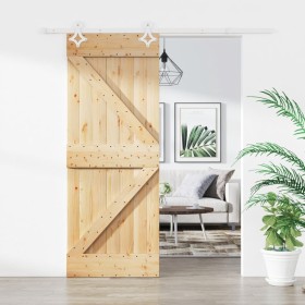 Puerta corredera con herrajes madera maciza de pino 85x210 cm en Puertas | Comprar online en Foru.es