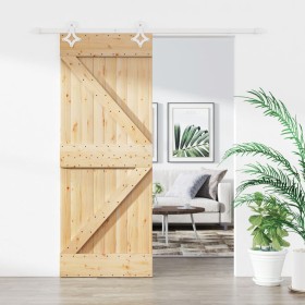 Puerta corredera con herrajes madera maciza de pino 80x210 cm en Puertas | Comprar online en Foru.es