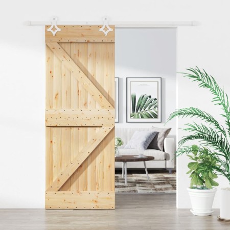 Puerta corredera con herrajes madera maciza de pino 80x210 cm en Puertas | Comprar online en Foru.es
