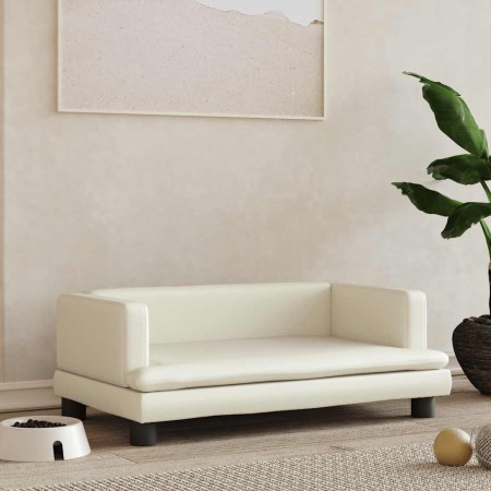 Cama para perros de cuero sintético crema 80x45x30 cm en Camas para perros | Comprar online en Foru.es