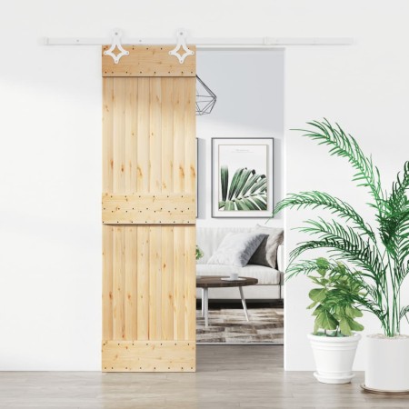 Puerta corredera con herrajes madera maciza de pino 70x210 cm en Puertas | Comprar online en Foru.es