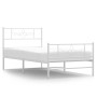 Estructura cama metal con cabecero y pie cama blanca 75x190 cm de , Camas y somieres - Ref: Foro24-355324, Precio: 70,36 €, D...