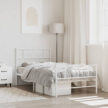 Estructura cama metal con cabecero y pie cama blanca 90x190 cm de , Camas y somieres - Ref: Foro24-355326, Precio: 70,45 €, D...