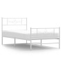 Estructura cama metal con cabecero y pie cama blanca 90x190 cm de , Camas y somieres - Ref: Foro24-355326, Precio: 70,45 €, D...